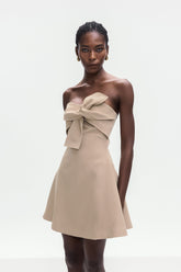 Bolanle Bağcıklı Askısız Mini Elbise